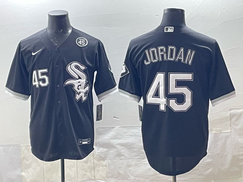 Men 2025 Chicago White Sox #45 Jordan Black Game Nike MLB Jersey style 05